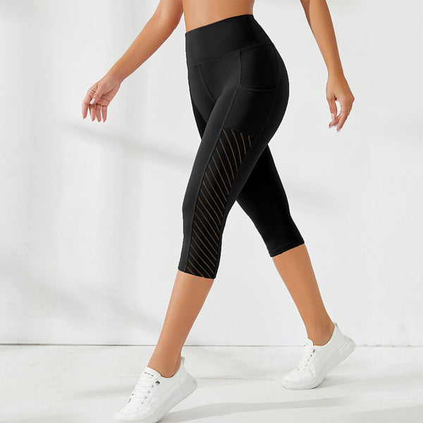 High-Waist Cropped Yoga Leggings with Pockets – Slimming, Comfortable, and Stretch-Ready